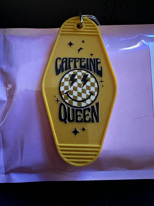 Caffeine Queen Motel Style Keychain