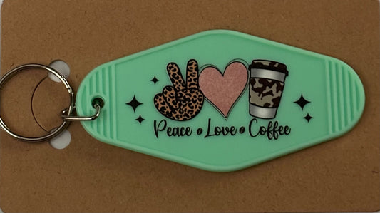 Peace love Coffee keychain